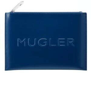 Mugler Navy Blue Logo Pouch/Cosmetic Bag Clutch Case